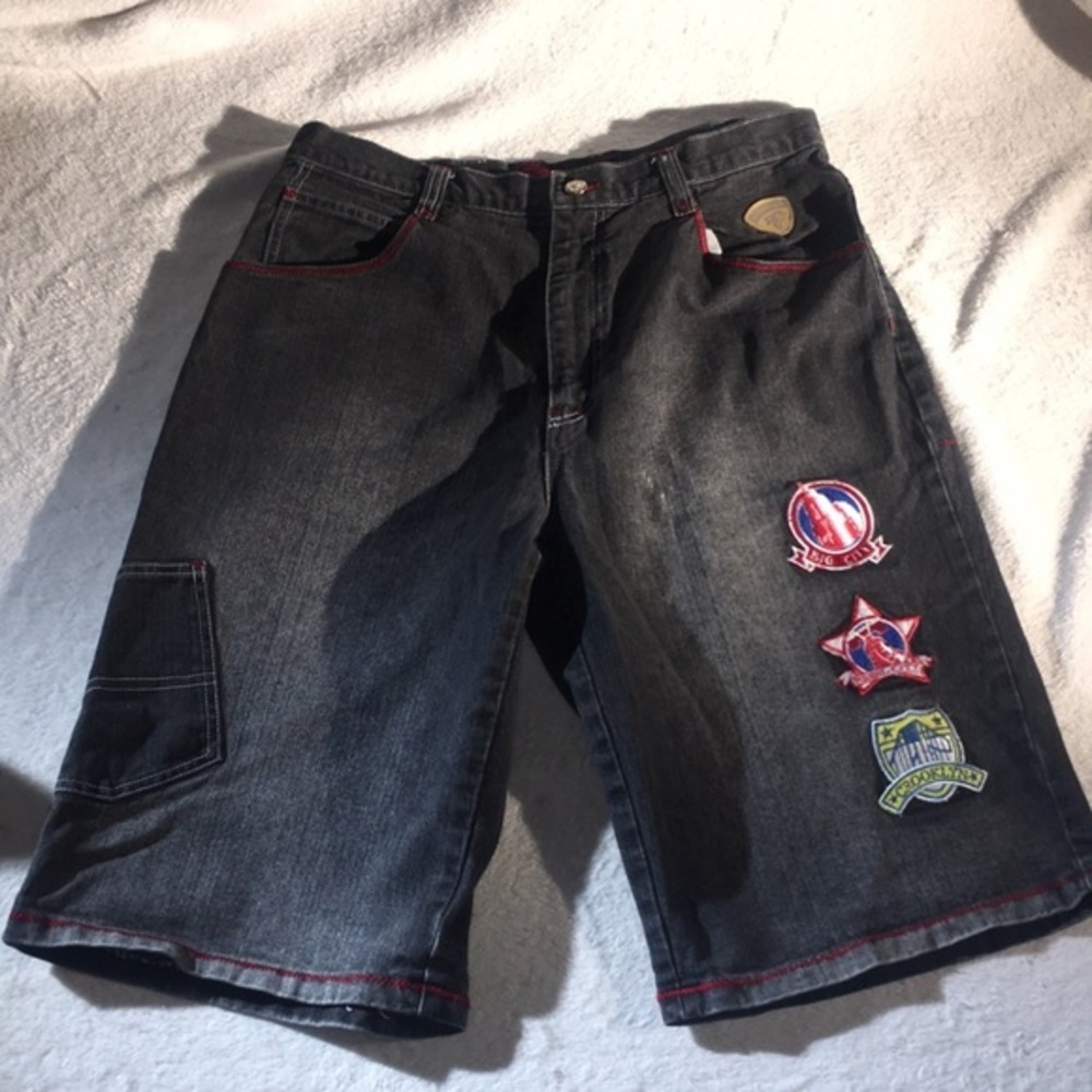 Raw Blue Patch Jean Shorts